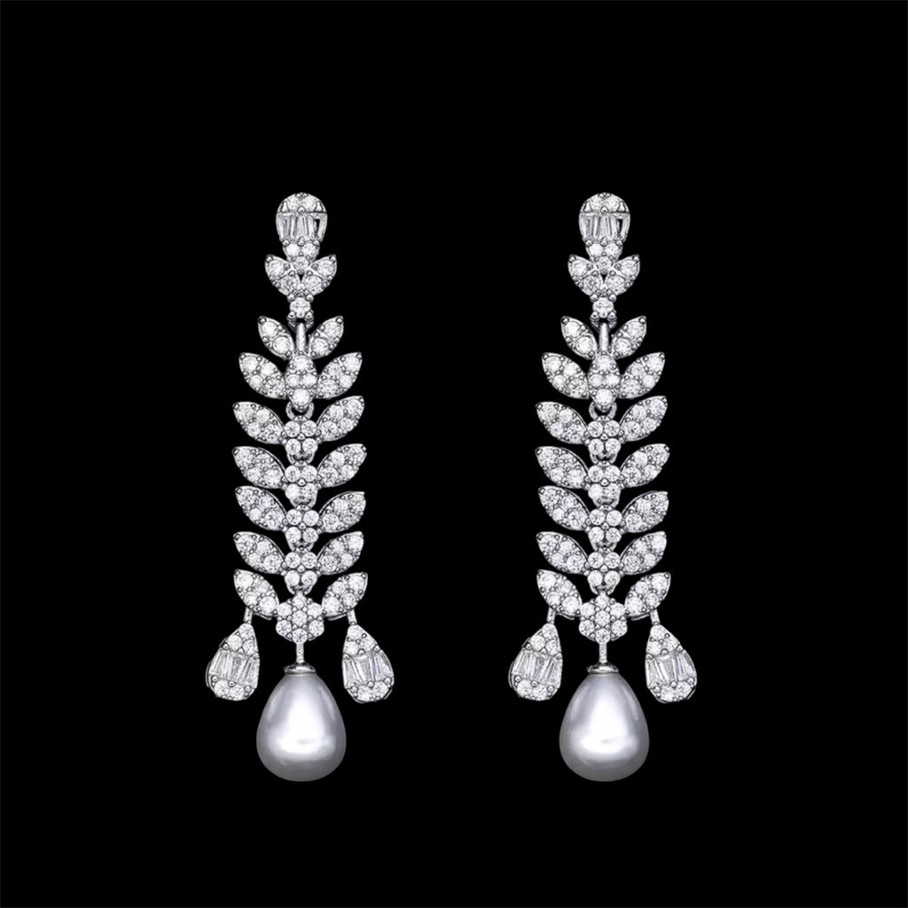 Luxury Cubic Zirconia Pearl Jewelry Set – Gold Plated