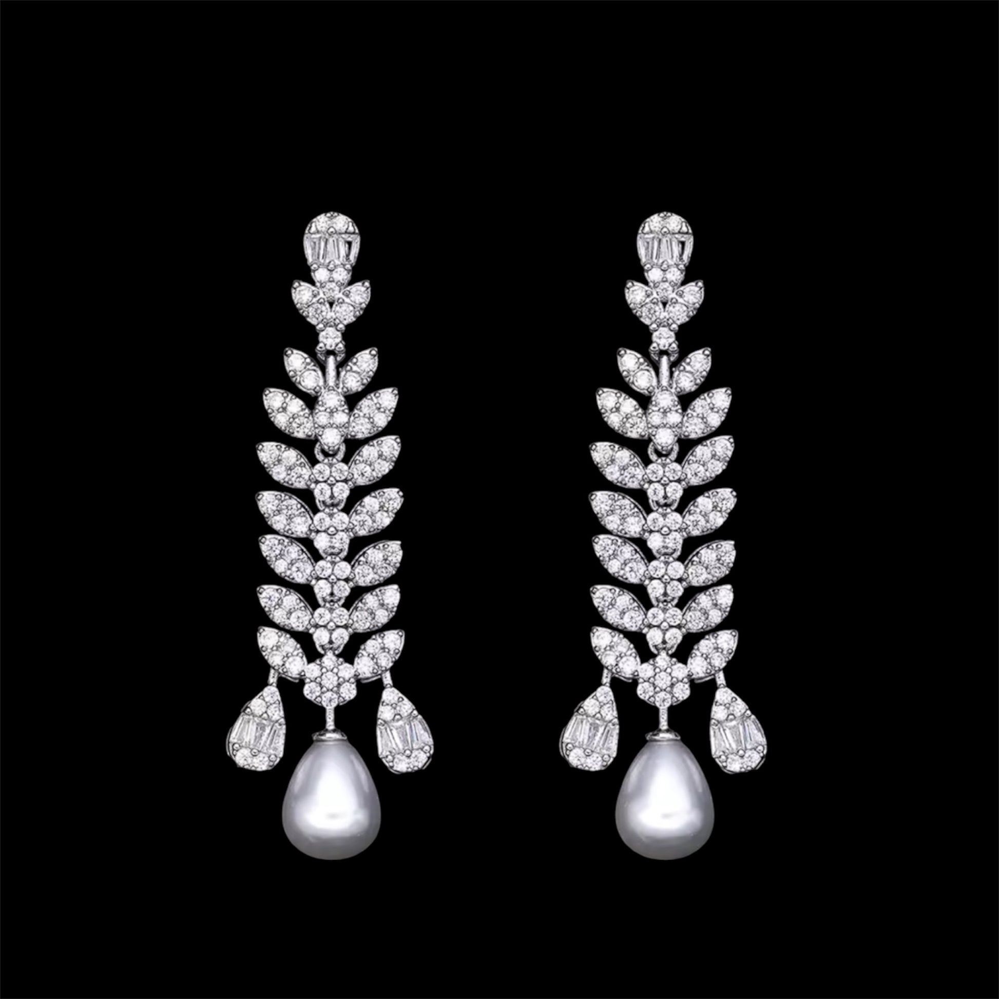 Luxury Cubic Zirconia Pearl Jewelry Set – Gold Plated