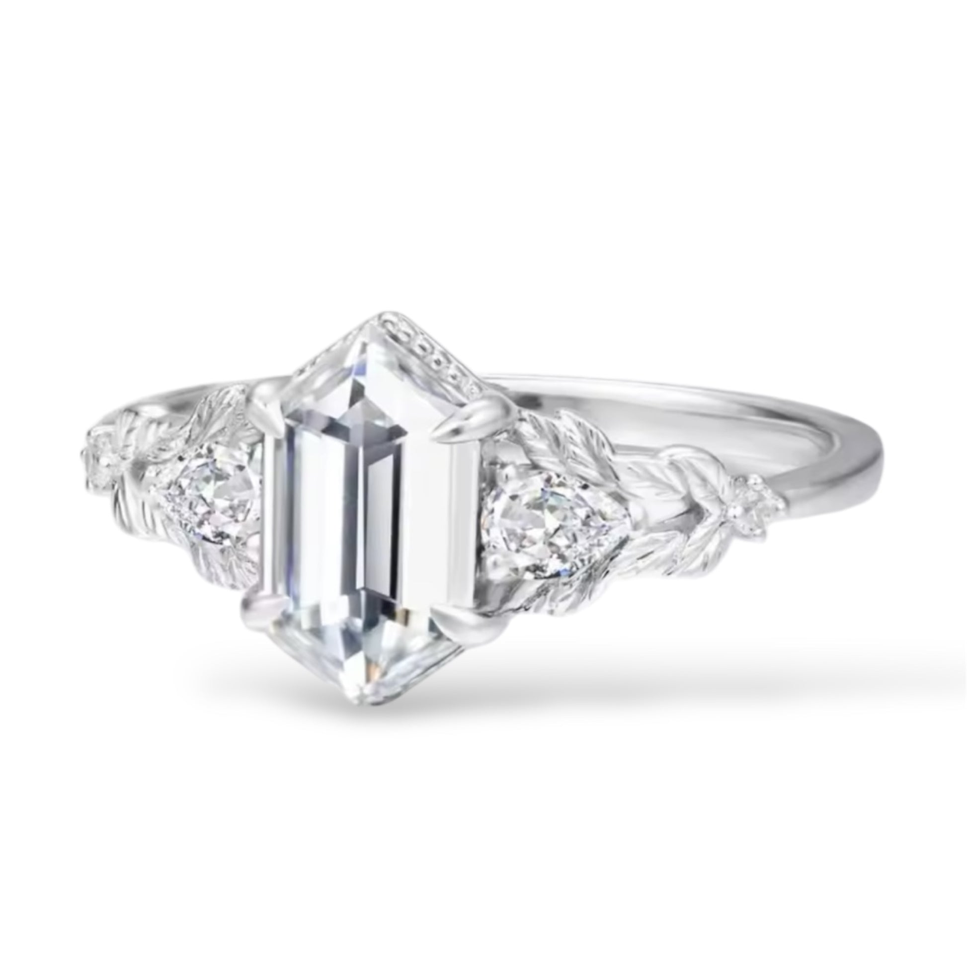 925 Sterling Silver Hexagonal Zircon Luxury Rings