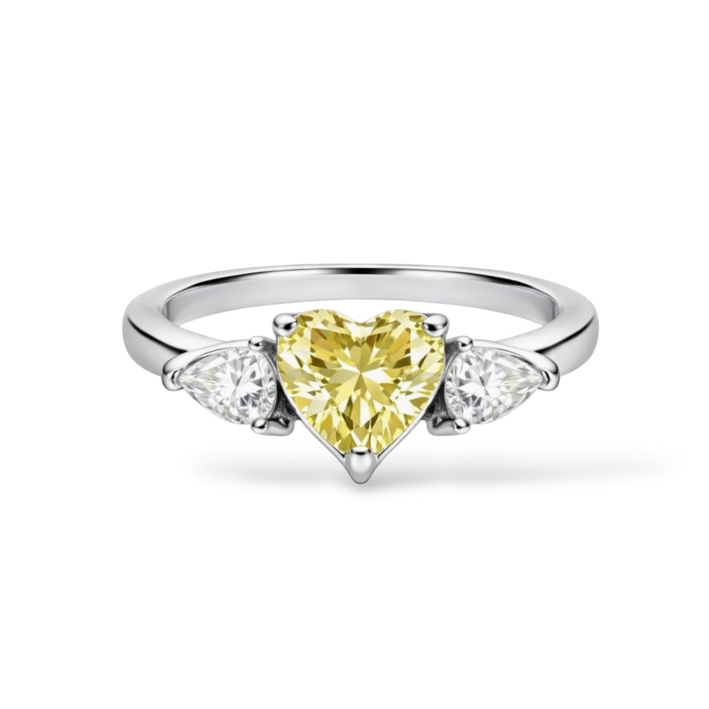 Gold-Plated Cubic Zirconia Heart Ring