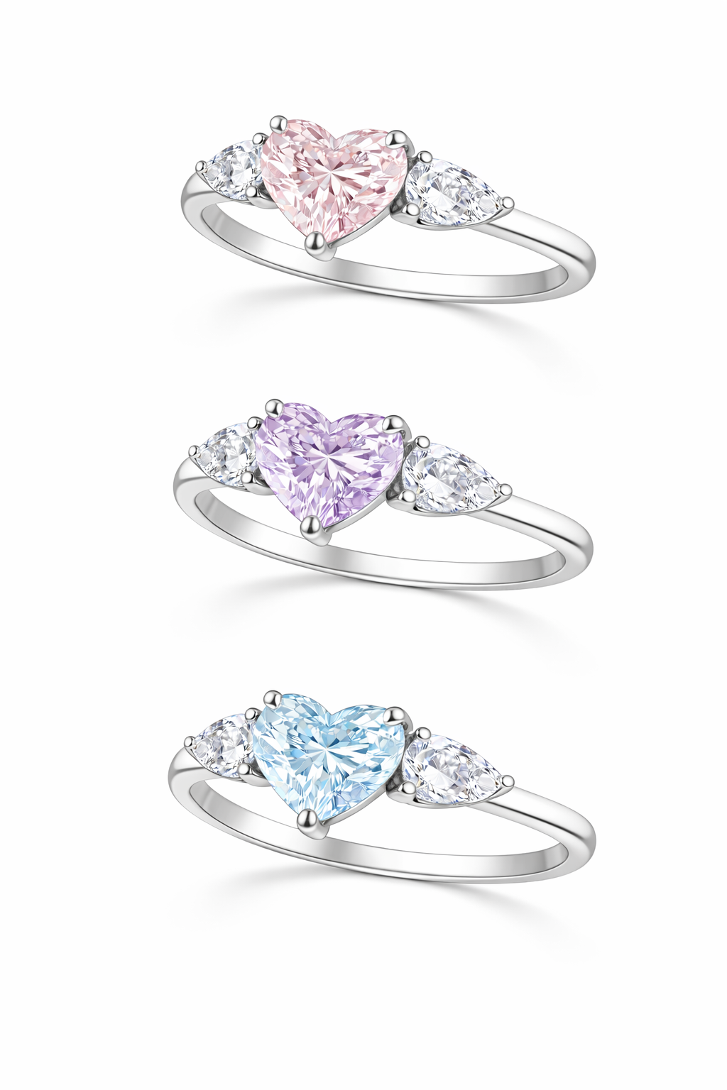 Adjustable Heart Cut Cubic Zirconia