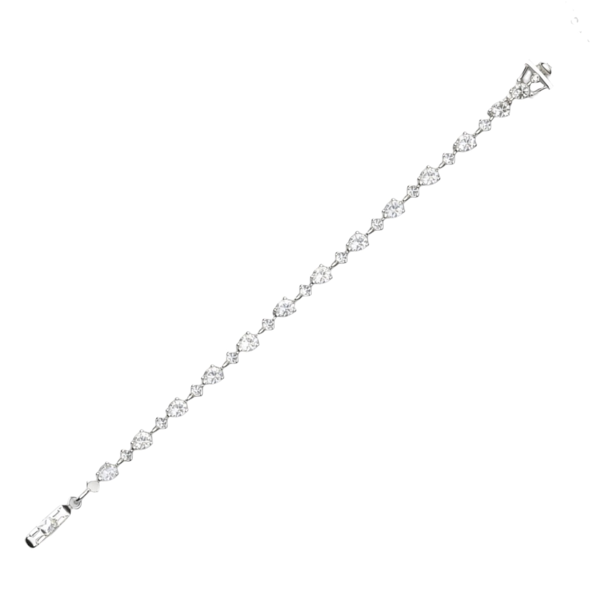 16 cm Elegant Gold-Plated Zircon Bracelet pear and round stone cut