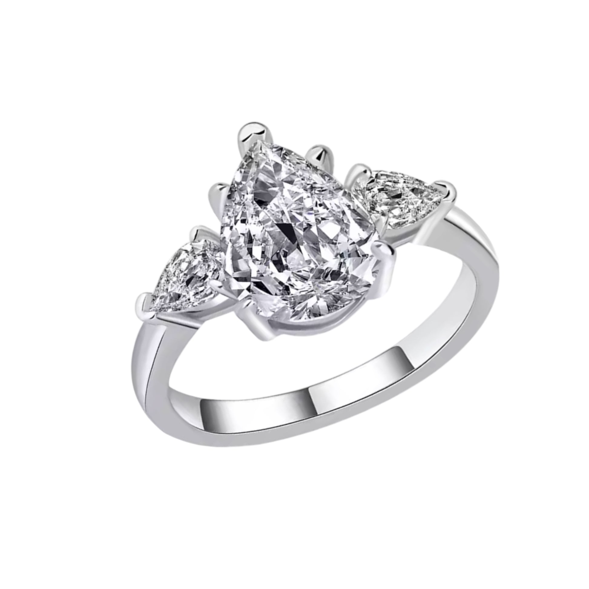 pear Moissanite Rings for Women Original 925 Sterling Silver