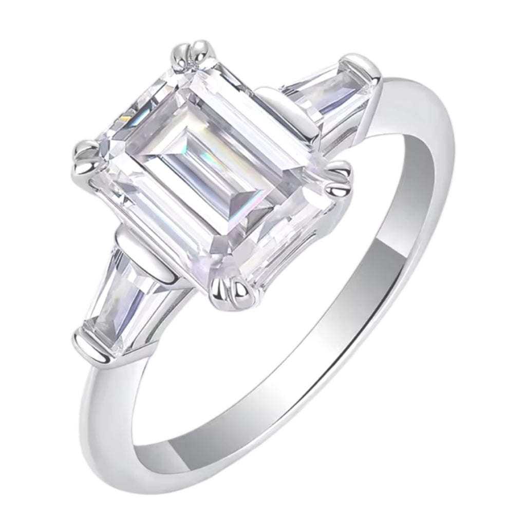 925 Silver emerald cut ring