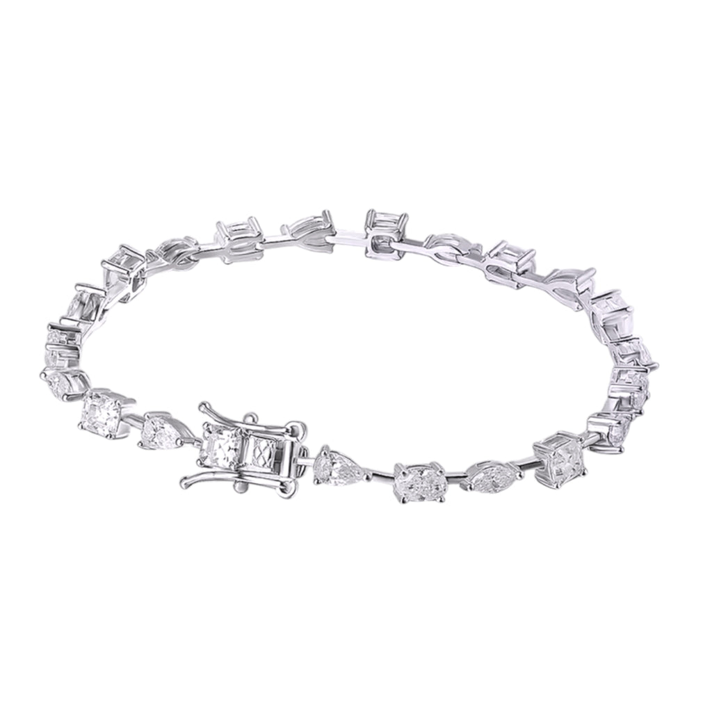 16 cm Elegant Gold-Plated Zircon Bracelet stone cut (round , marquise ,pear cut)
