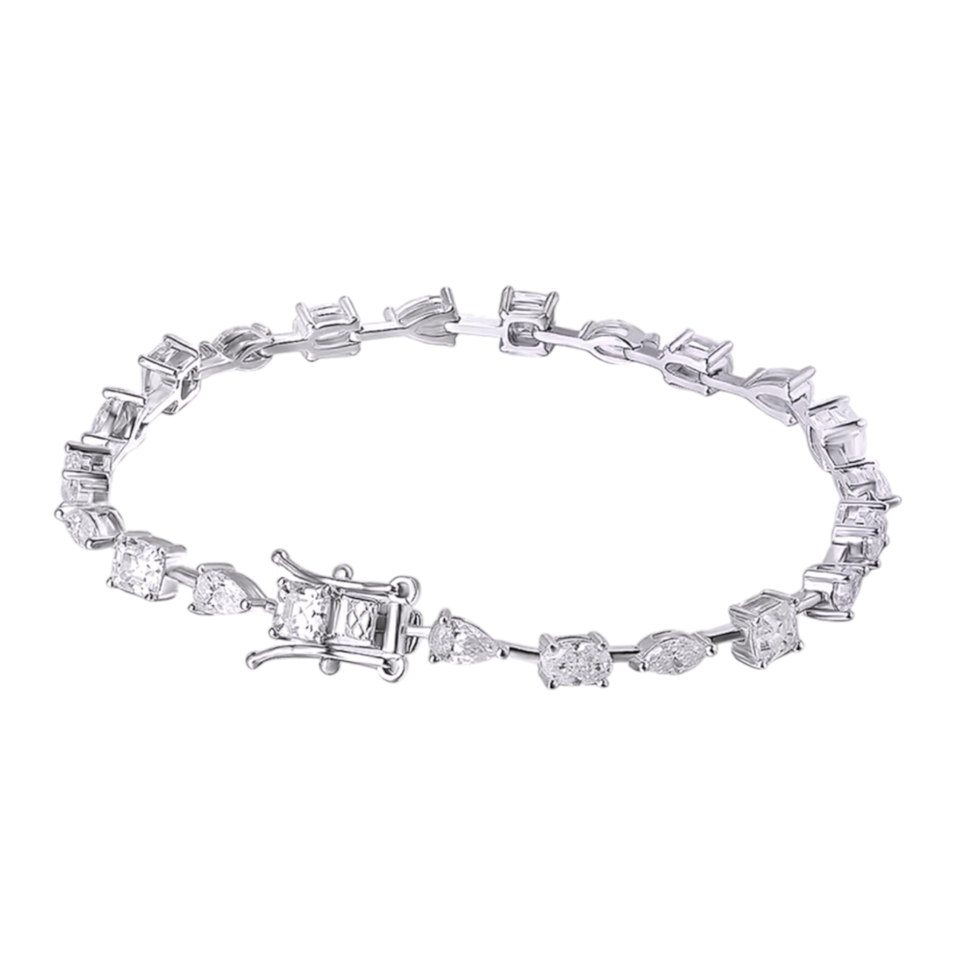 16 cm Elegant Gold-Plated Zircon Bracelet stone cut (round , marquise ,pear cut)