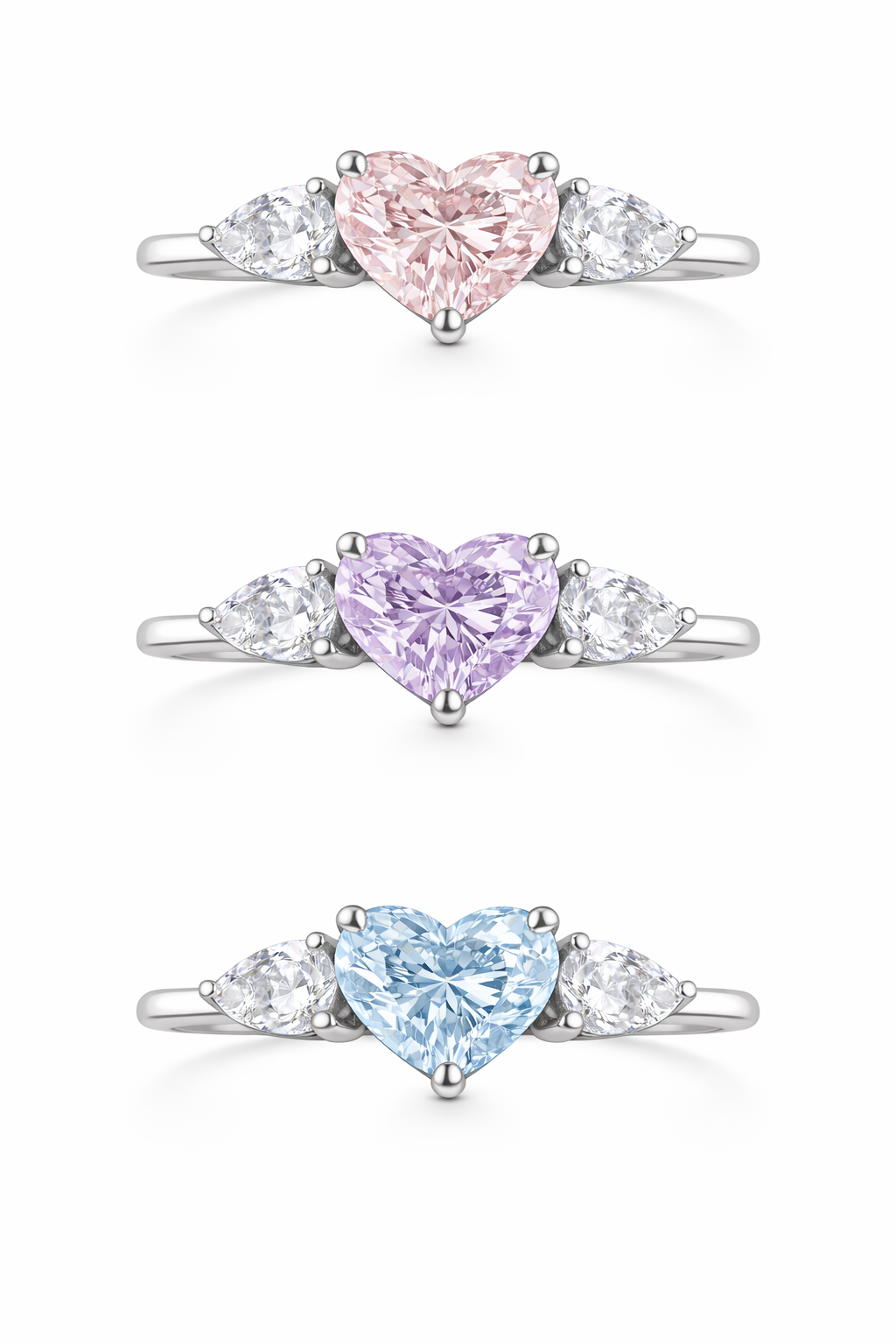 Adjustable Heart Cut Cubic Zirconia