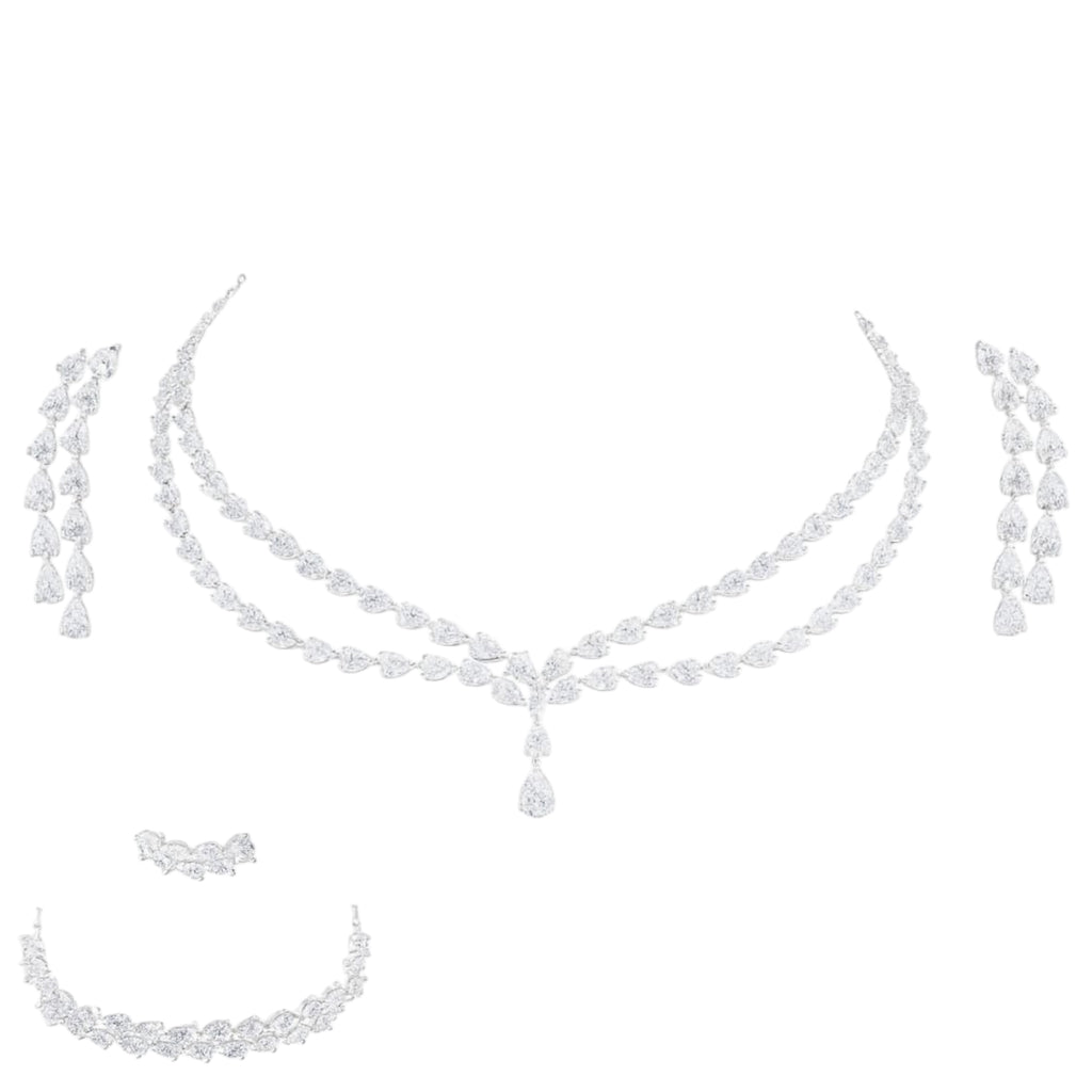Elegant Double-Layer Diamond-Inspired Jewelry Set