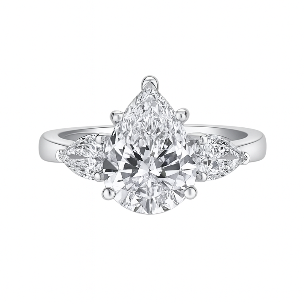pear Moissanite Rings for Women Original 925 Sterling Silver