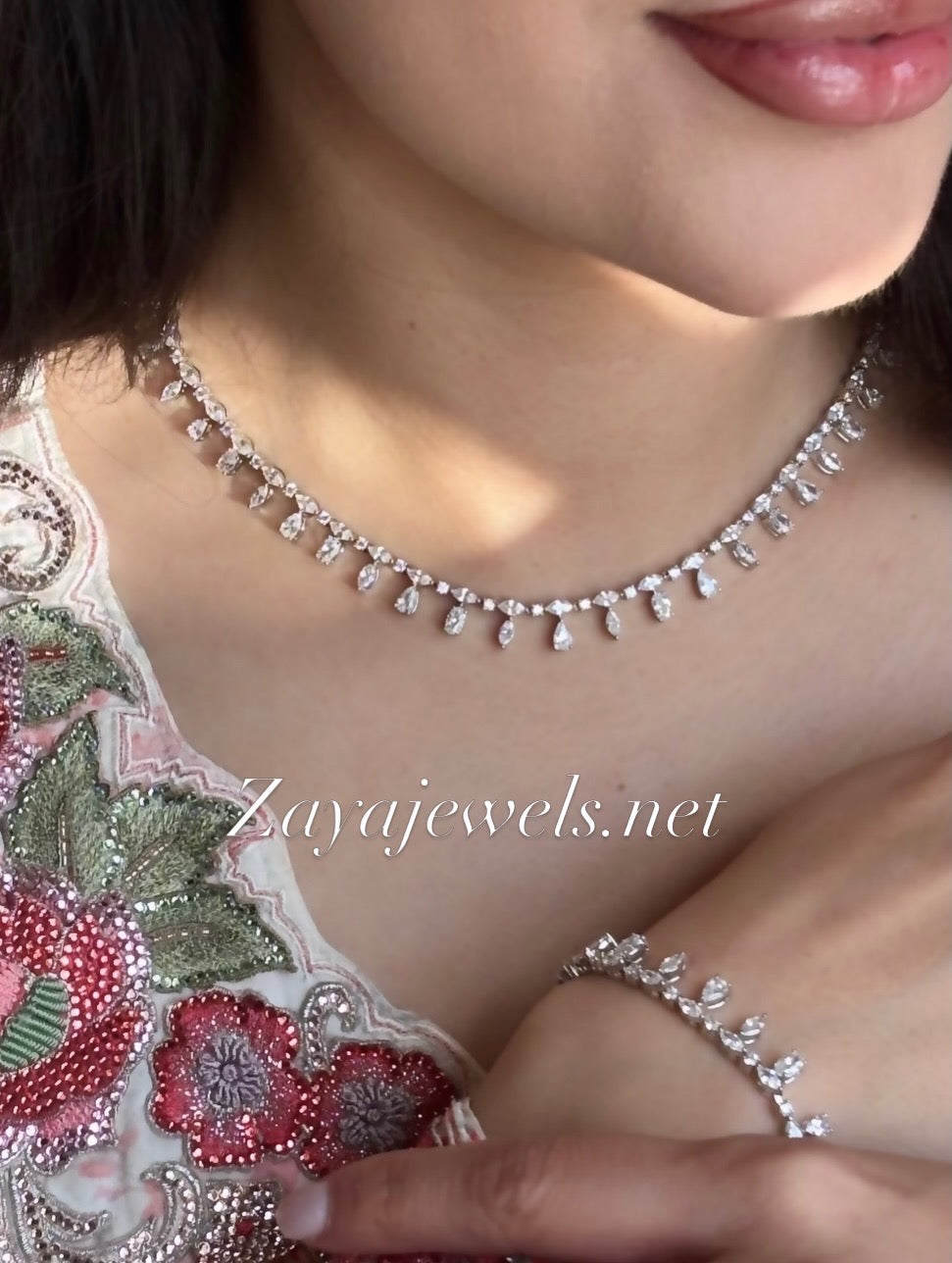 Sparkling Gold & Rhodium CZ Diamond-Style Wedding Jewelry Set