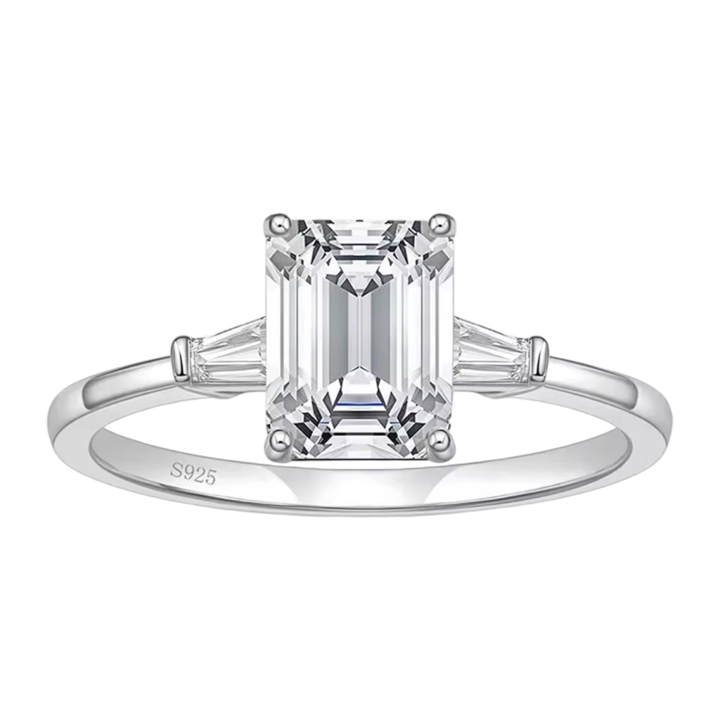 925 Silver emerald cut ring