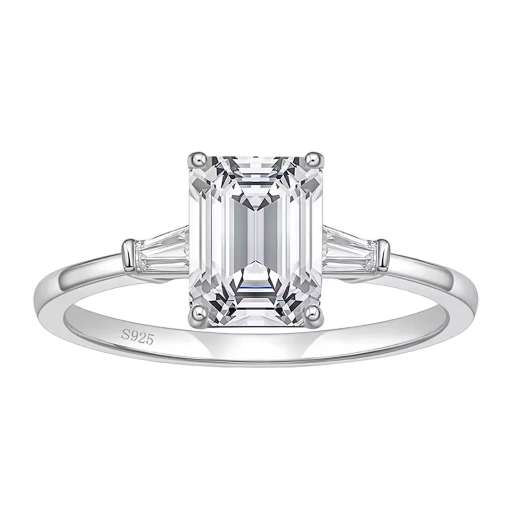 925 Silver emerald cut ring