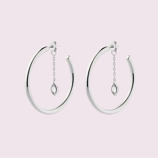925 Sterling Silver Gold 25MM Hoop Big Marqulse Loops