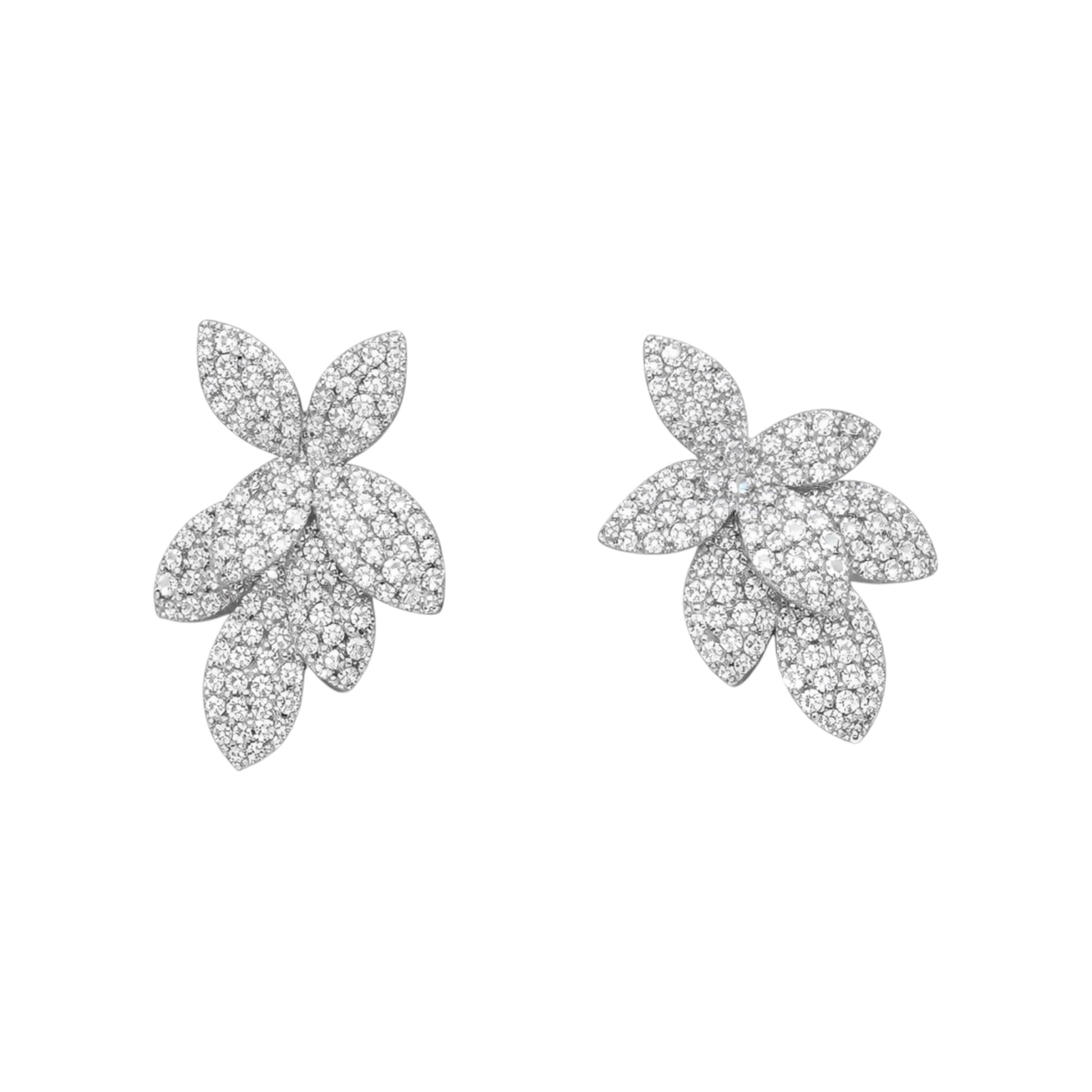 Elegant Cubic Zirconia Floral Earrings – Gold-Plated