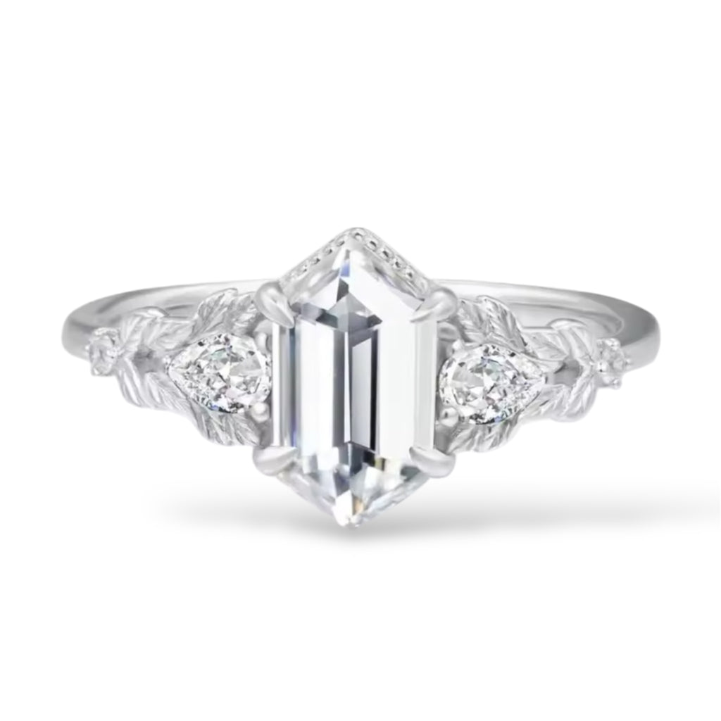 925 Sterling Silver Hexagonal Zircon Luxury Rings