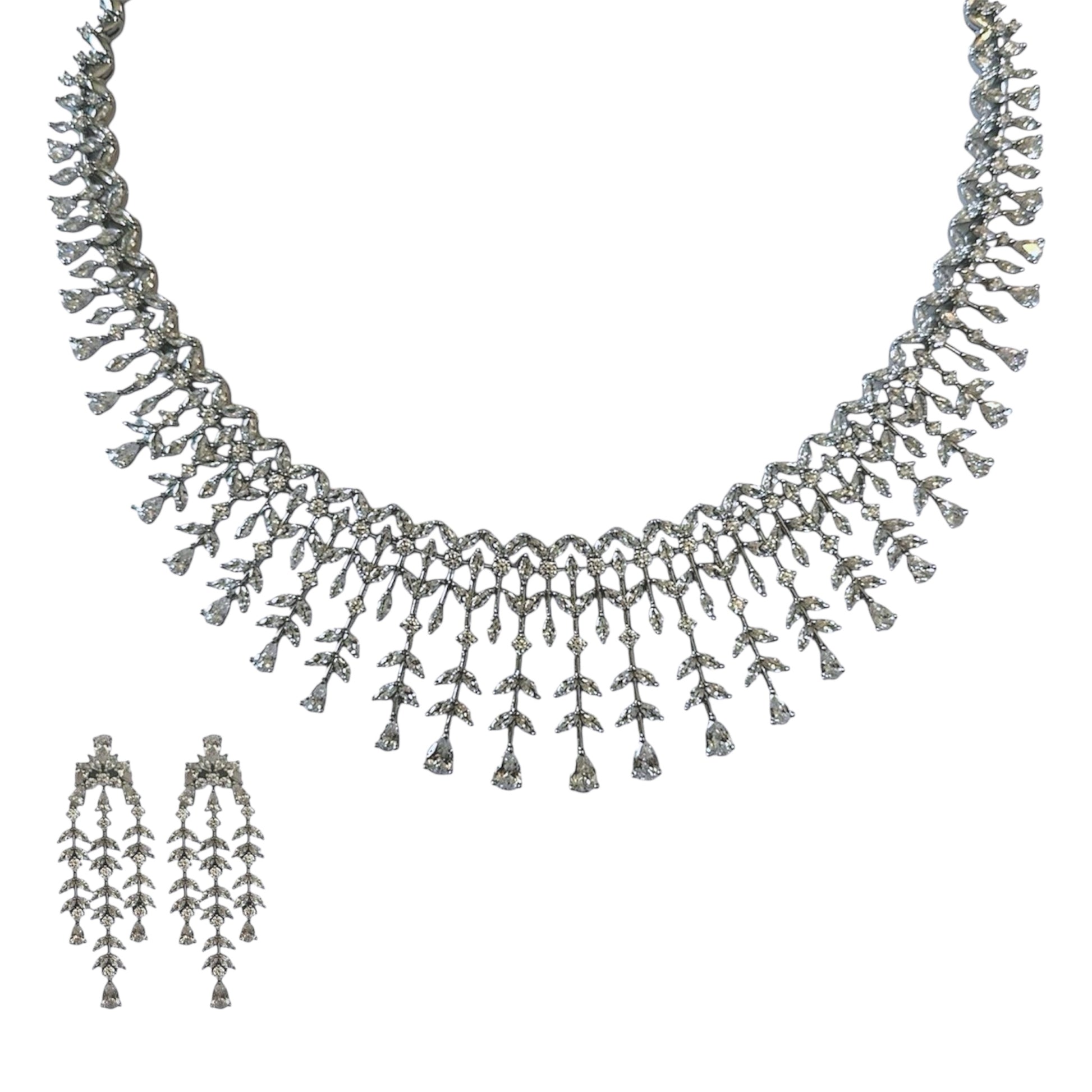 Radiant Silver Cascading Necklace & Earring Set