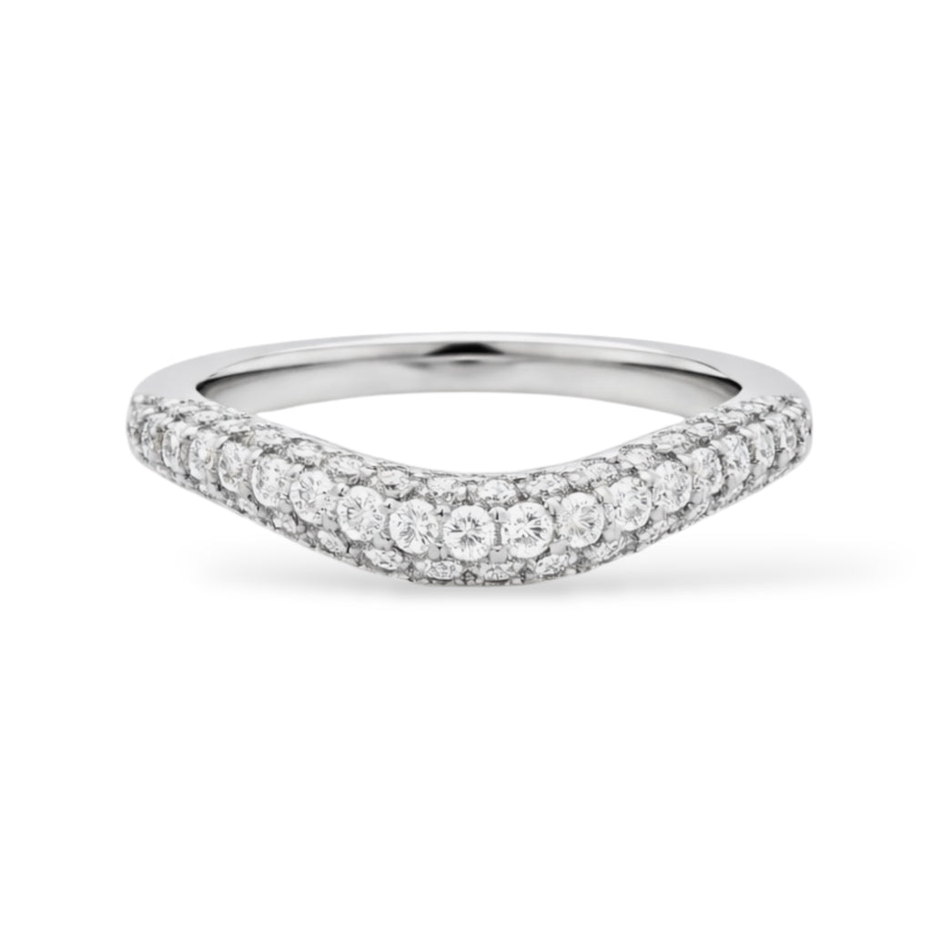 Rhodium-Plated Cubic Zirconia V-Shaped Ring