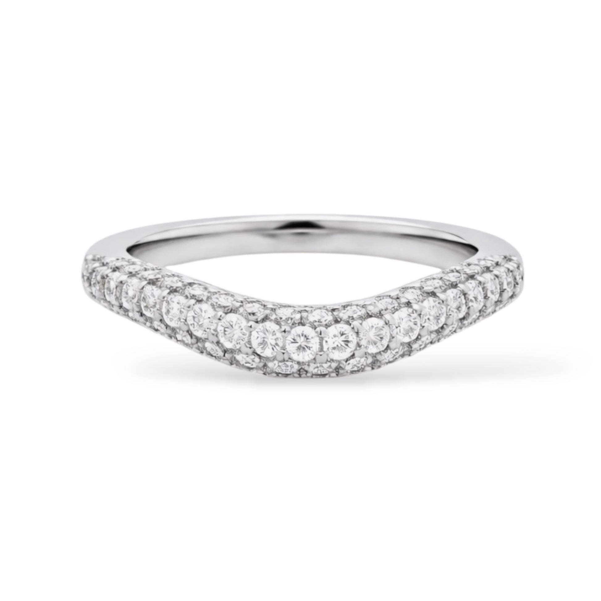 Rhodium-Plated Cubic Zirconia V-Shaped Ring