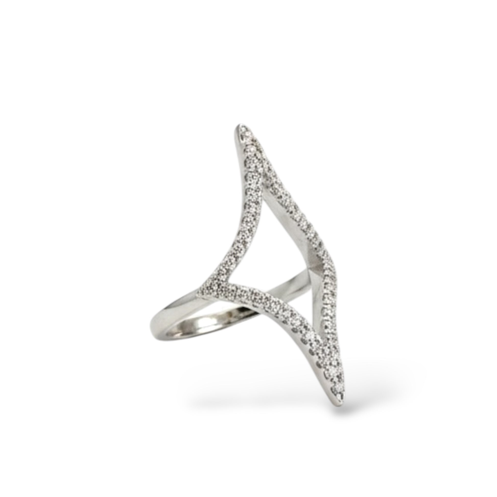 Sparkling CZ Outline Star Ring