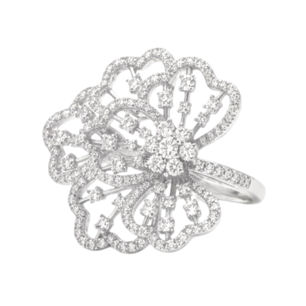 Luxury Adjustable Cubic Zirconia Floral Ring