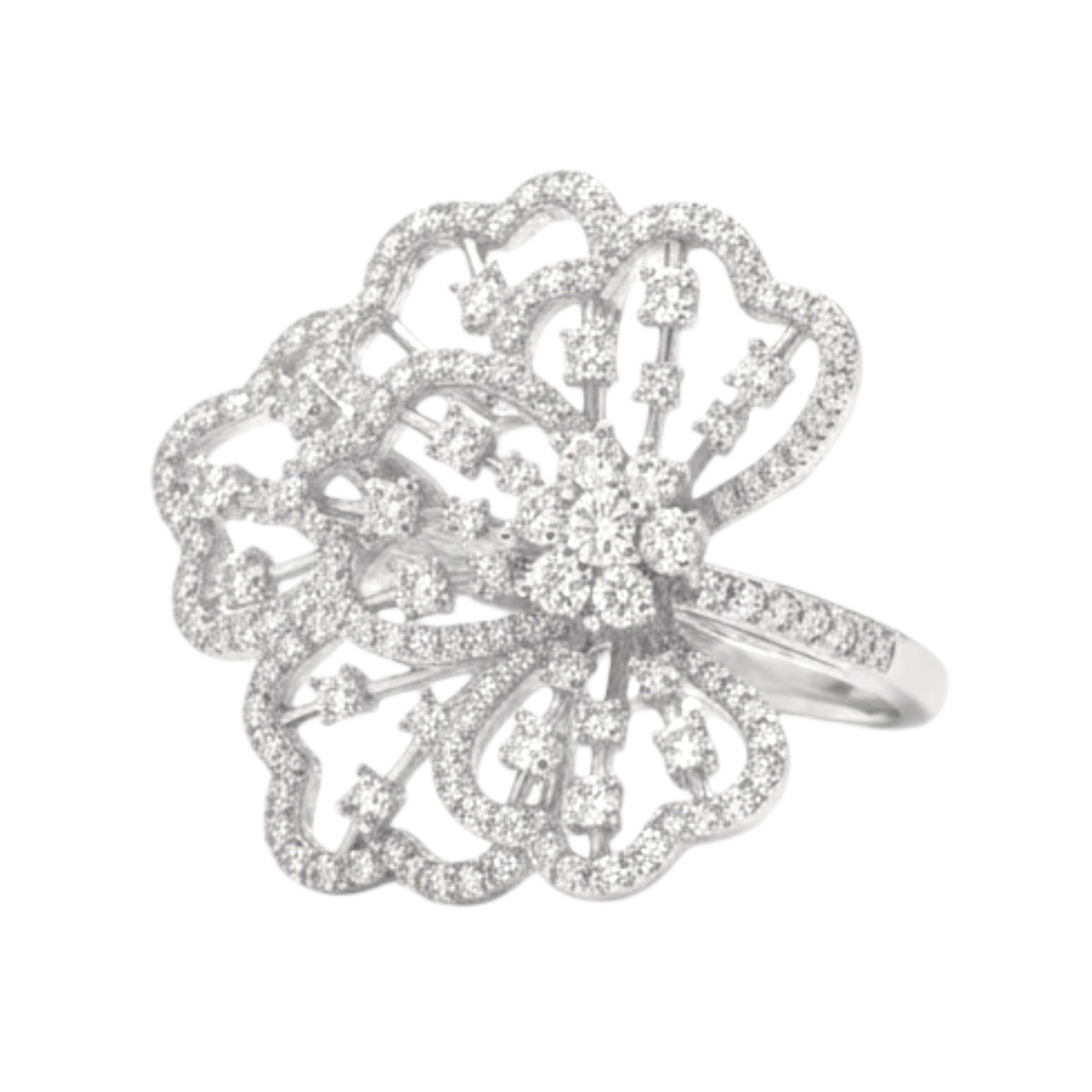 Luxury Adjustable Cubic Zirconia Floral Ring