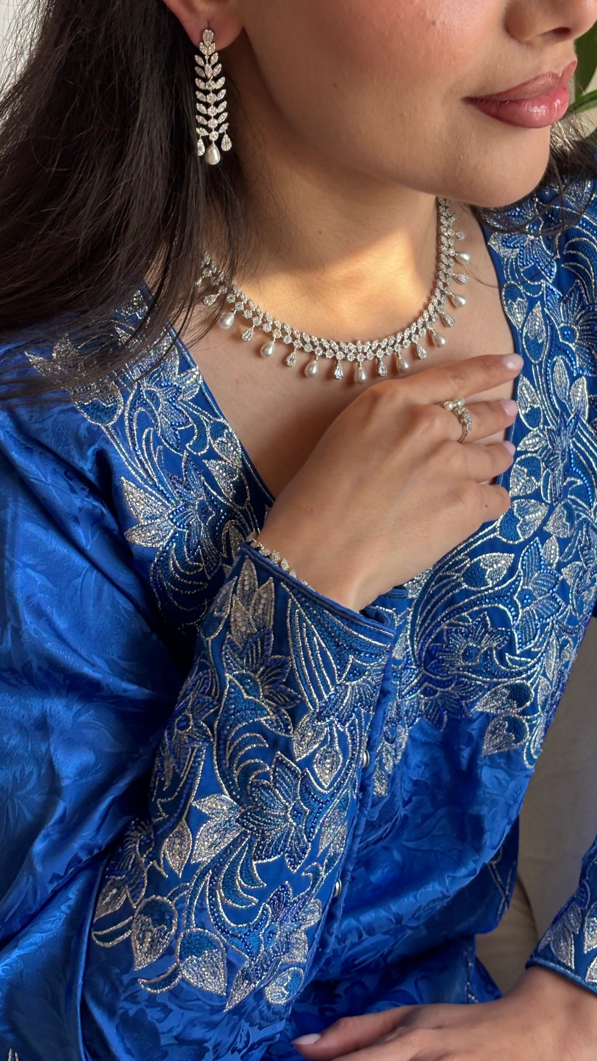 Luxury Cubic Zirconia Pearl Jewelry Set – Gold Plated