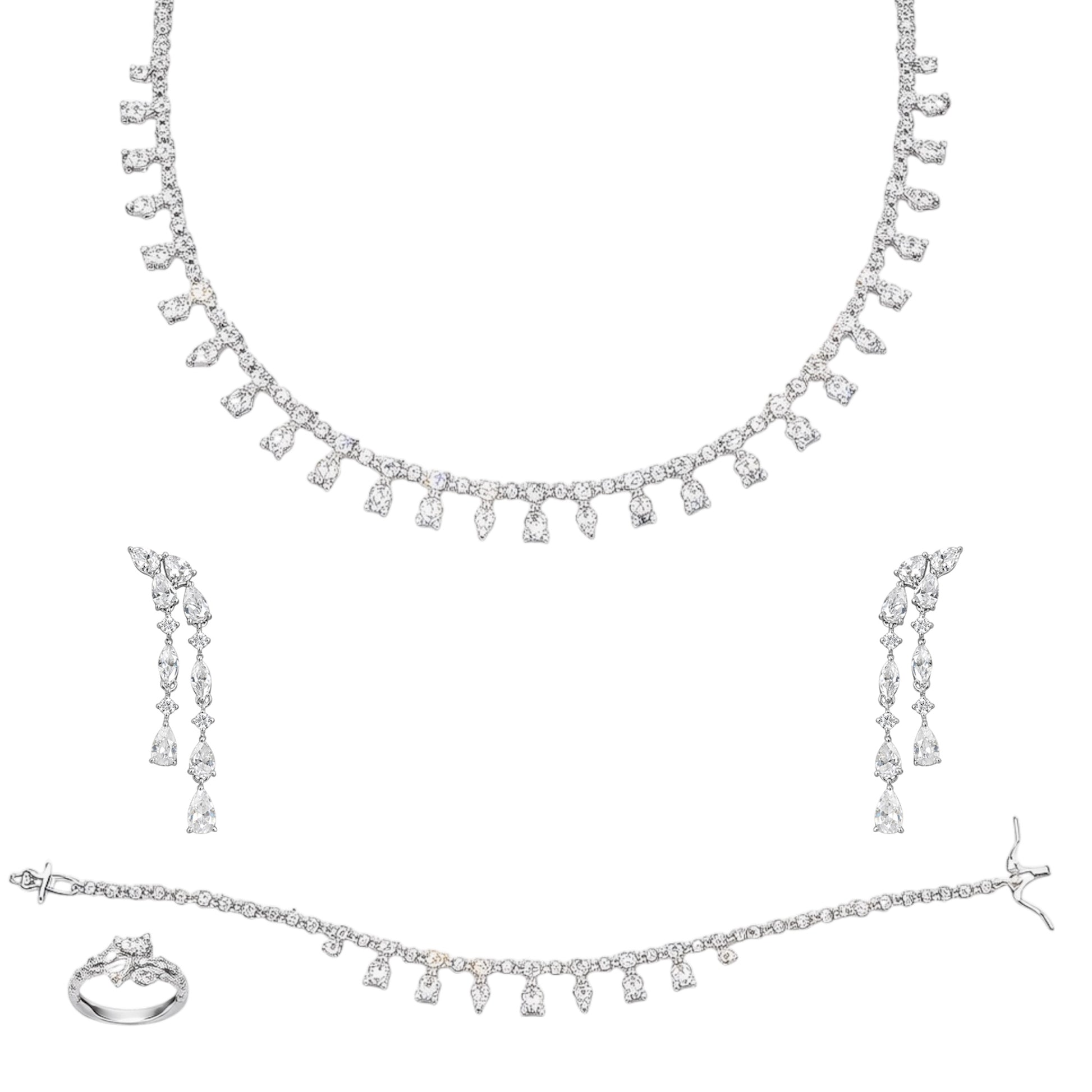 Sparkling Gold & Rhodium CZ Diamond-Style Wedding Jewelry Set