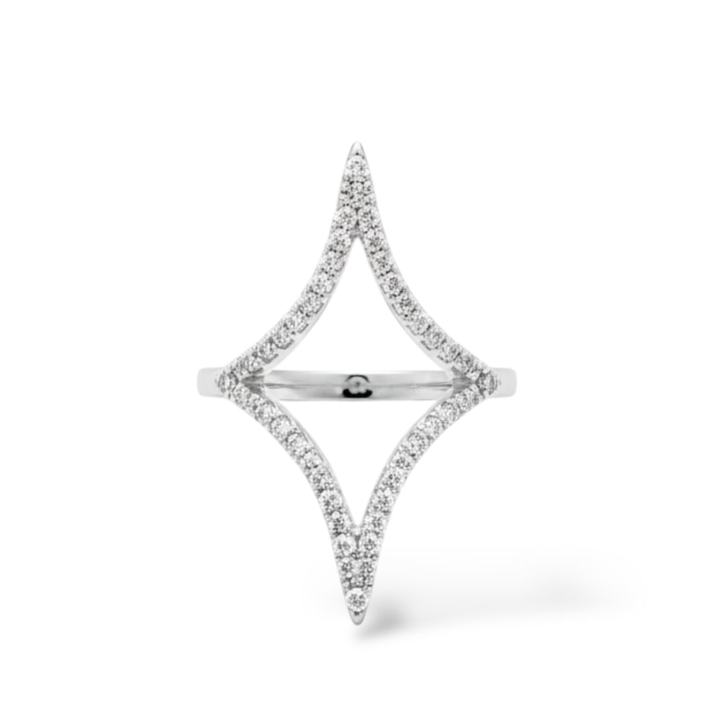 Sparkling CZ Outline Star Ring