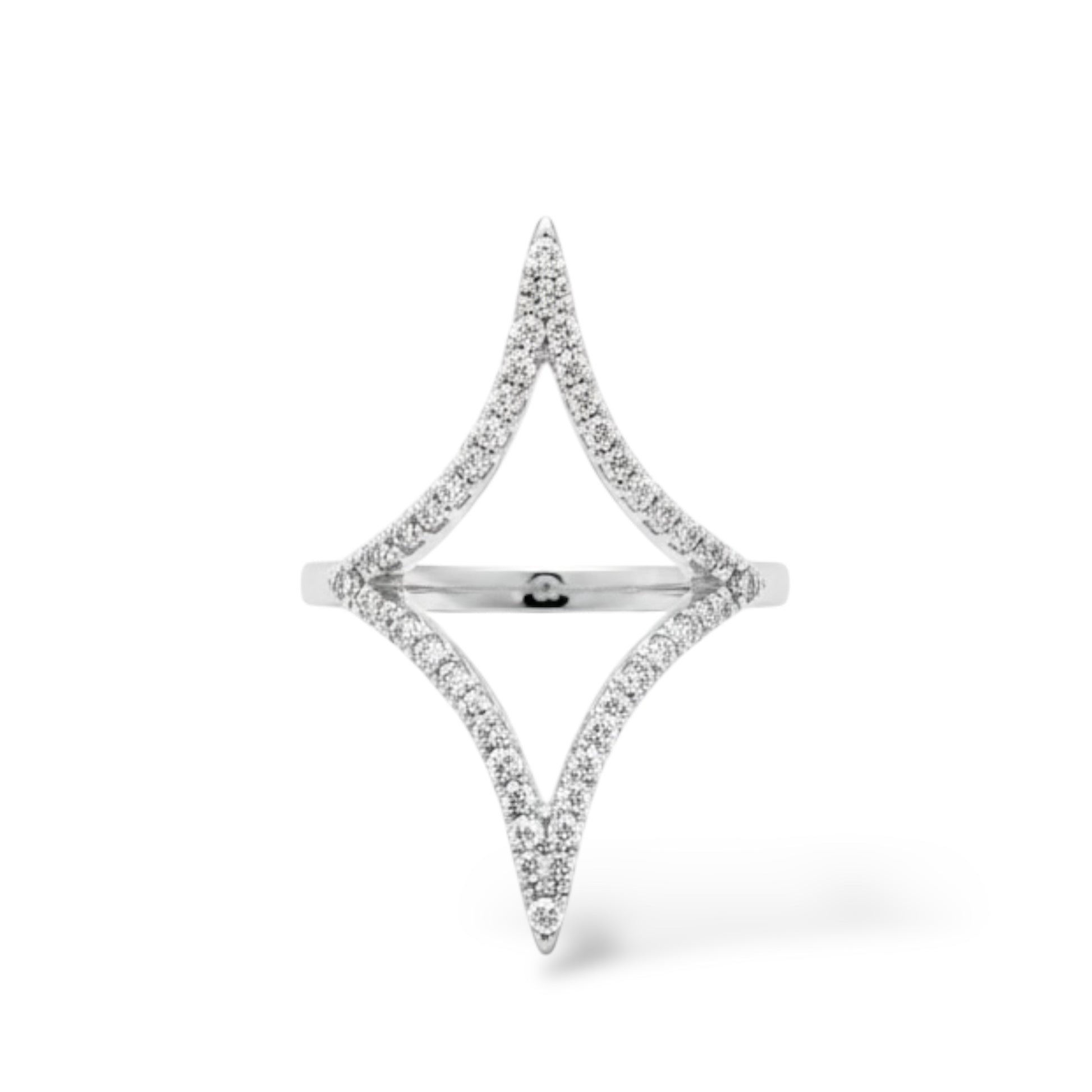 Sparkling CZ Outline Star Ring
