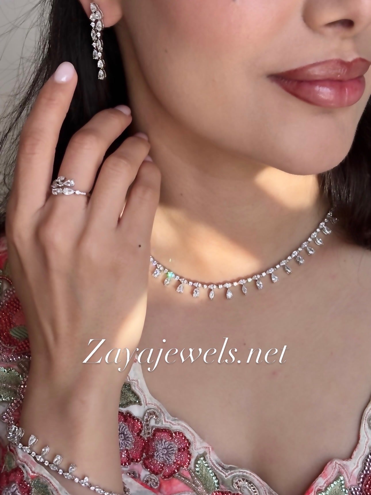 Sparkling Gold & Rhodium CZ Diamond-Style Wedding Jewelry Set