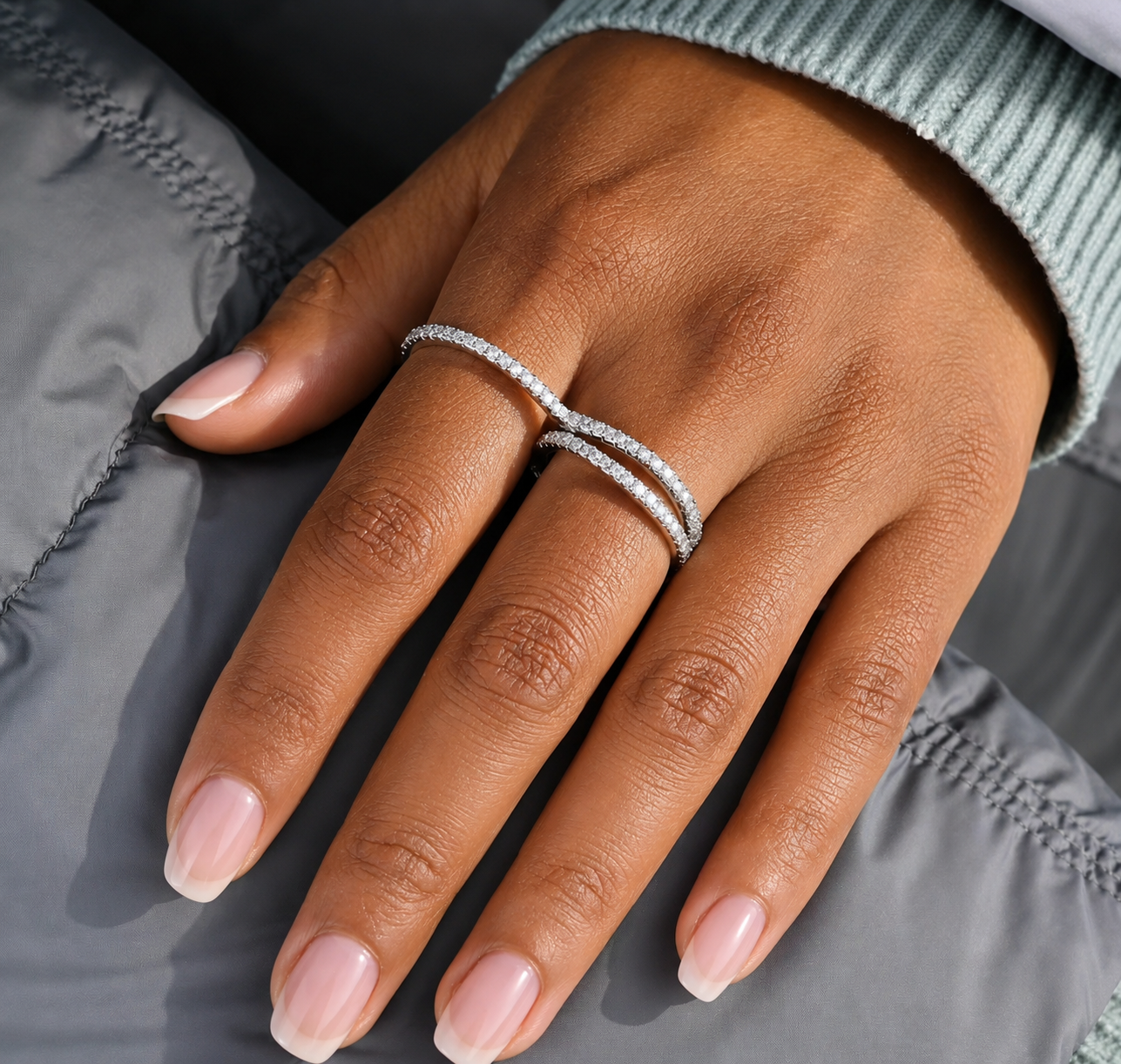 Modern Infinity Double Band Gold-Plated Zircon Ring