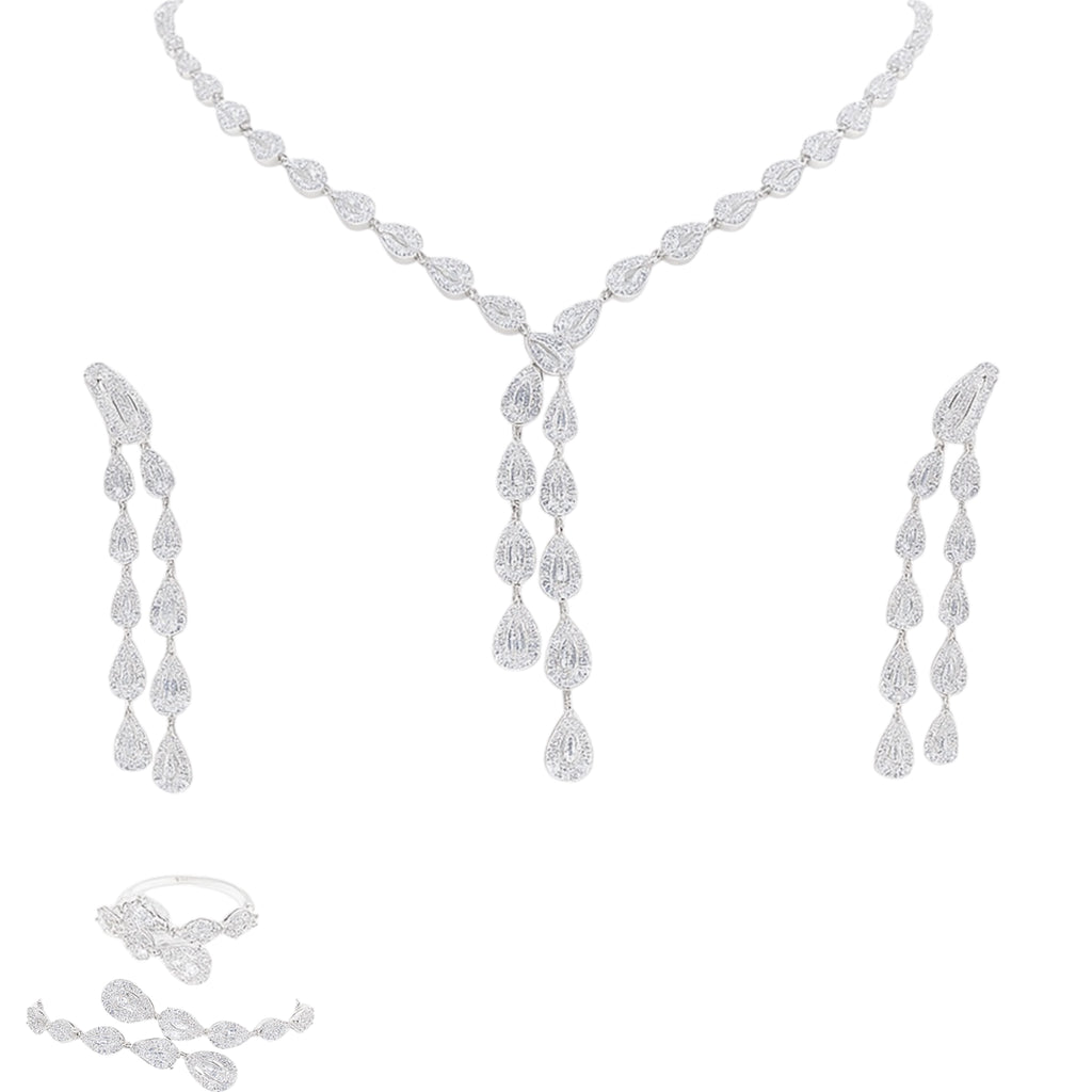 Luxury Silver Jewelry Set with Sparkling Gemstones