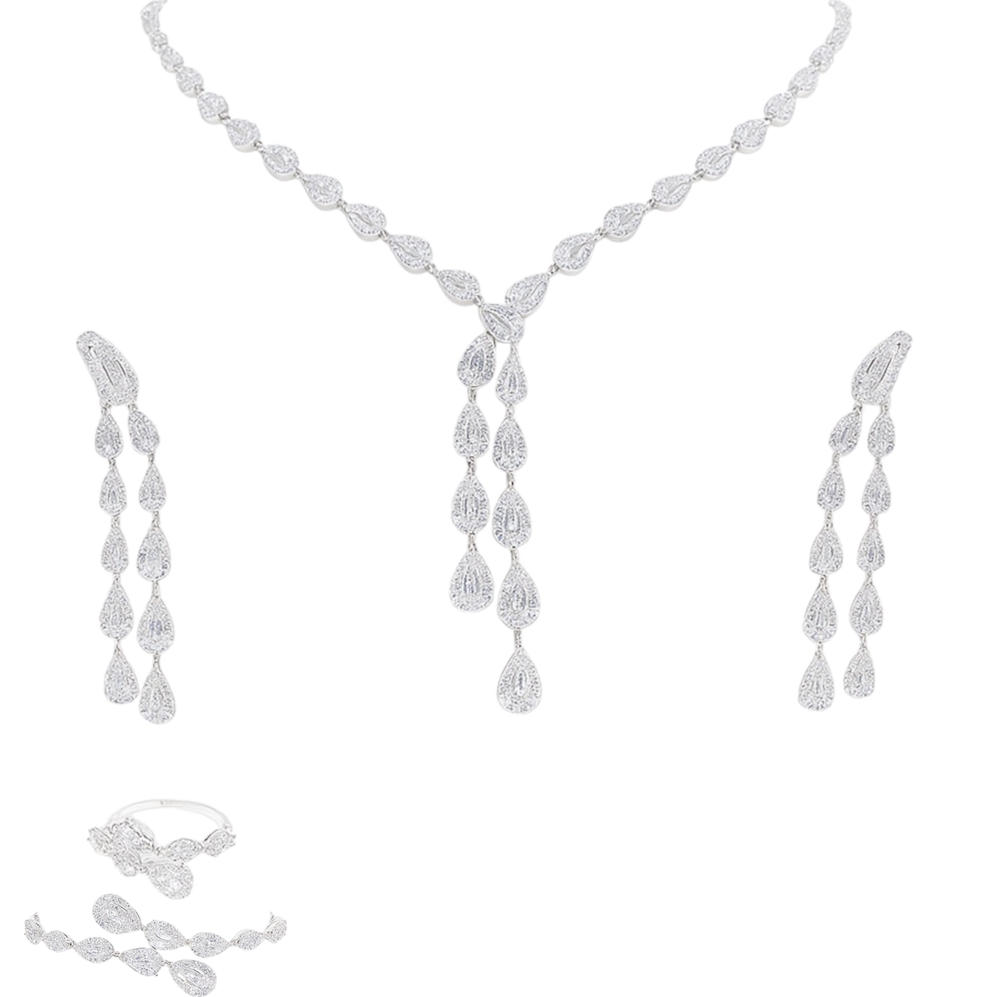 Luxury Silver Jewelry Set with Sparkling Gemstones