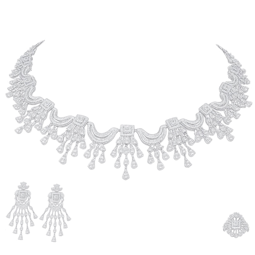 Royal Radiance Rhodium-Plated Necklace Set