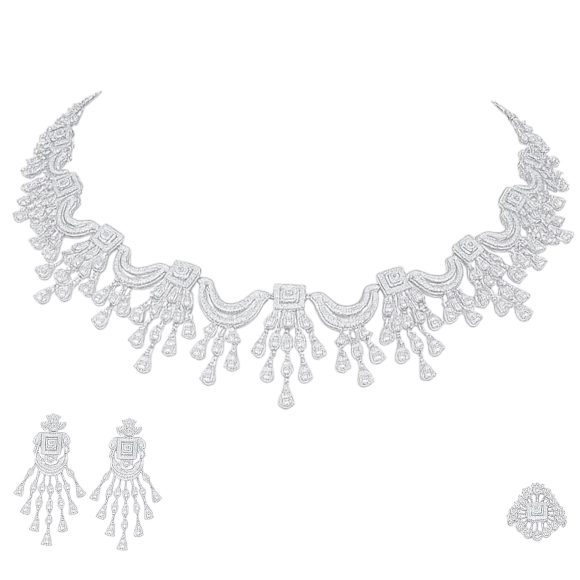 Royal Radiance Rhodium-Plated Necklace Set