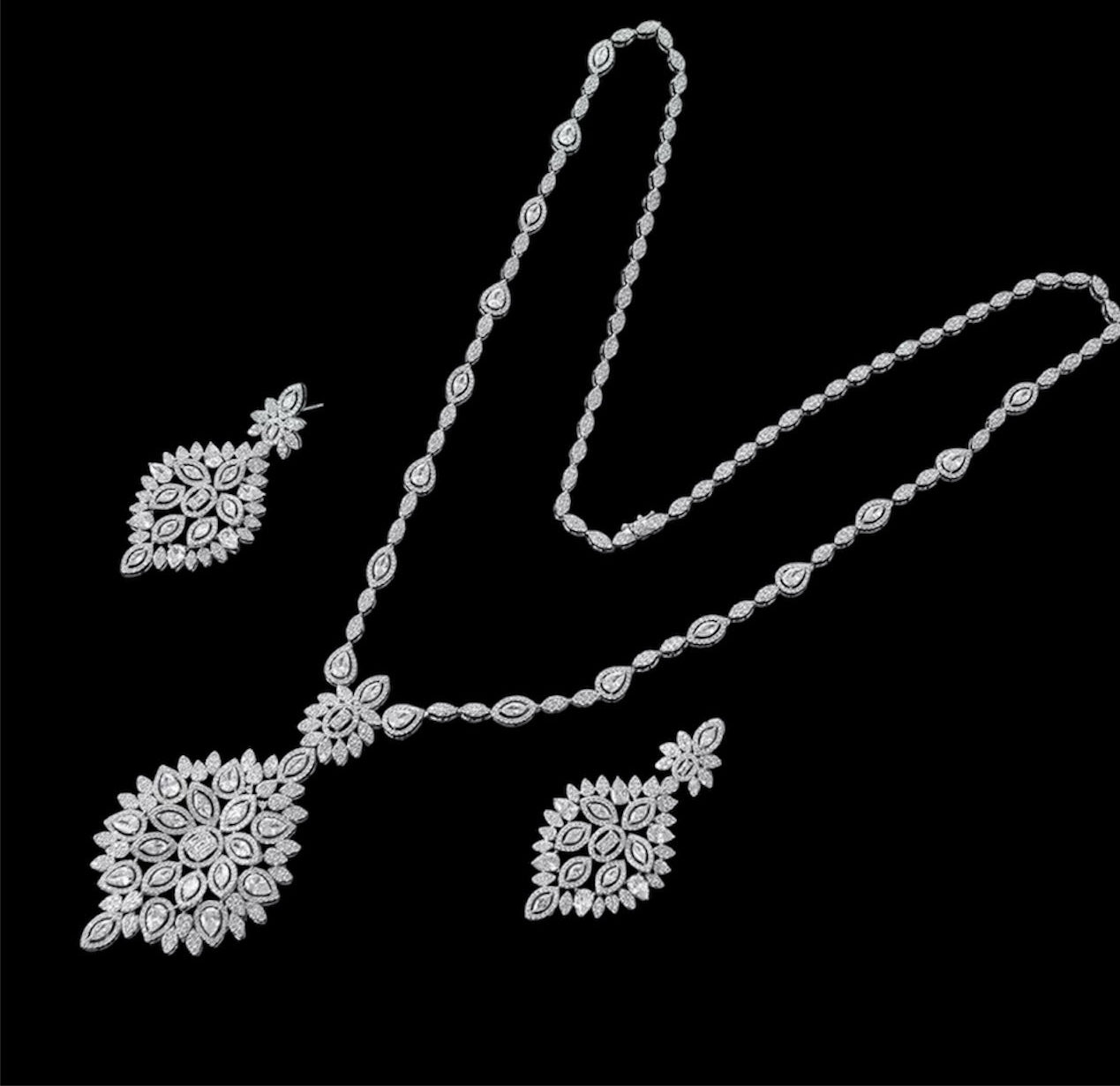 Long Big Drop Pendant necklace and earing