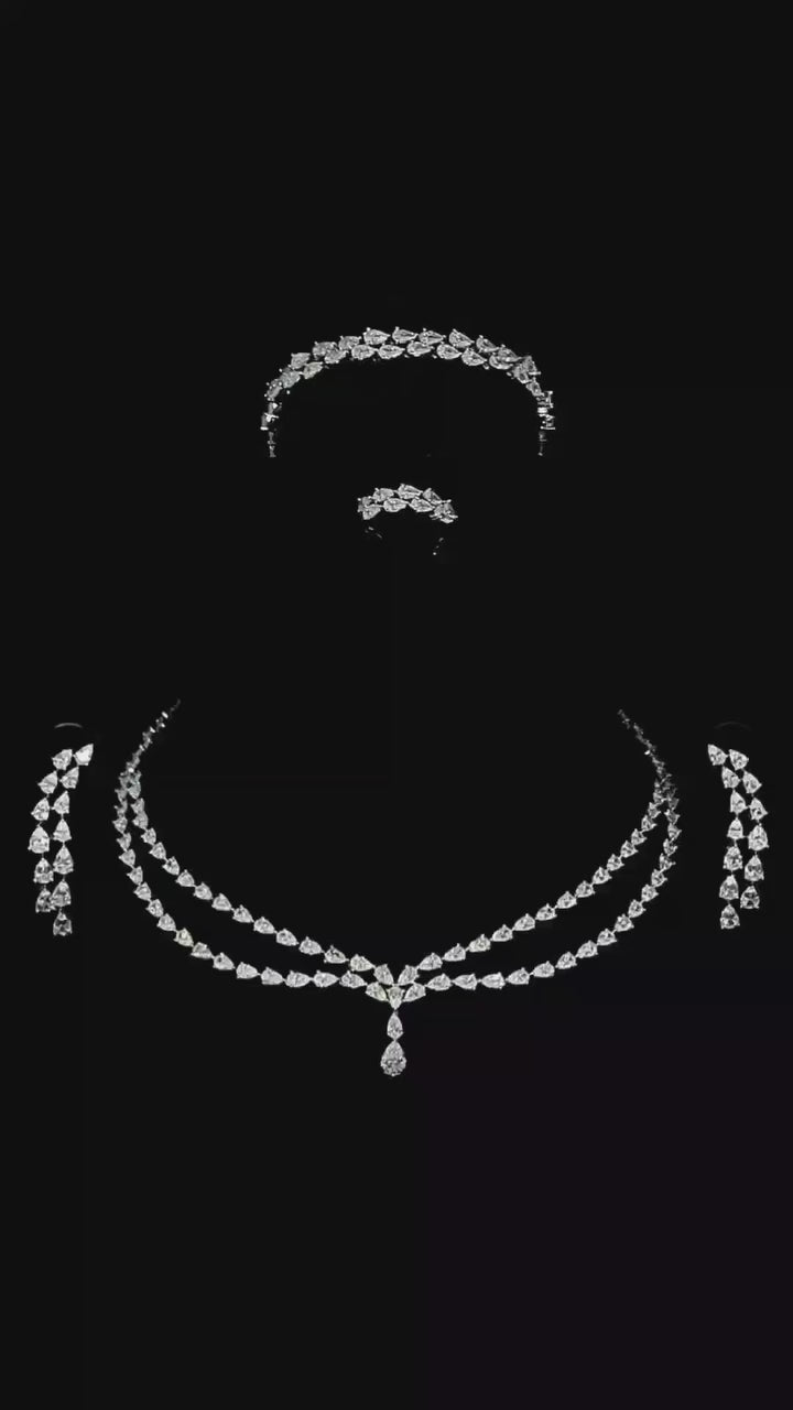 Elegant Double-Layer Diamond-Inspired Jewelry Set